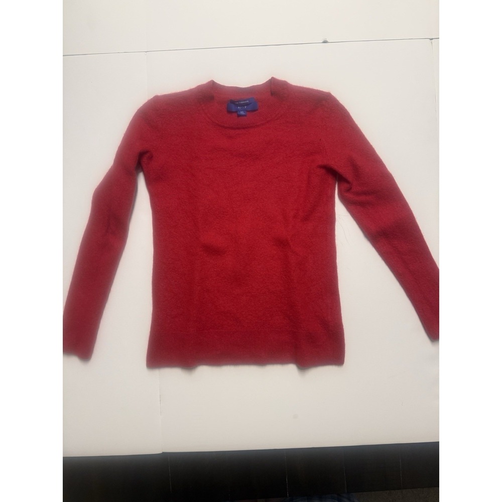 APT.9 Women 100% Cashmere Pullover Sweater Size XS Red Crew Neck Preppy